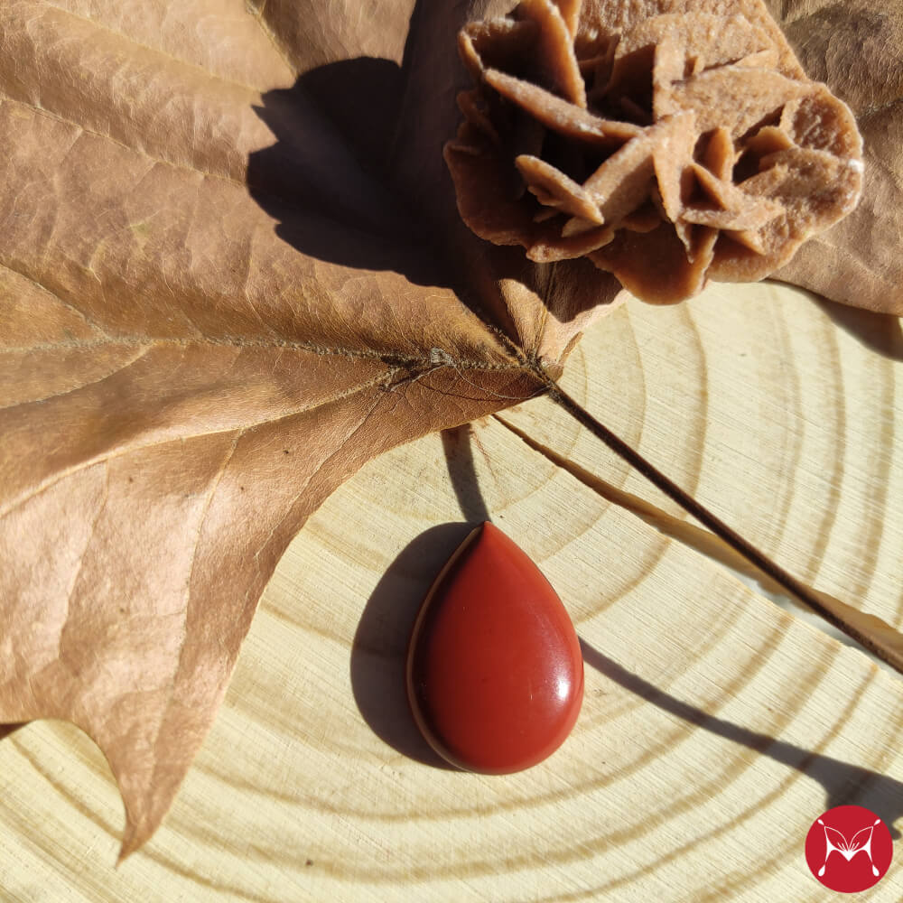 Red jasper stone in tear drop cabochon