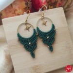 Dreamcatcher earrings forest green